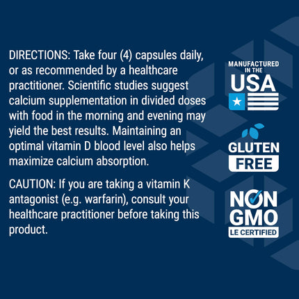 Bone Restore Elite Calcium with K2 - Life Extension | Gluten-Free & Non-GMO | 120 Capsules
