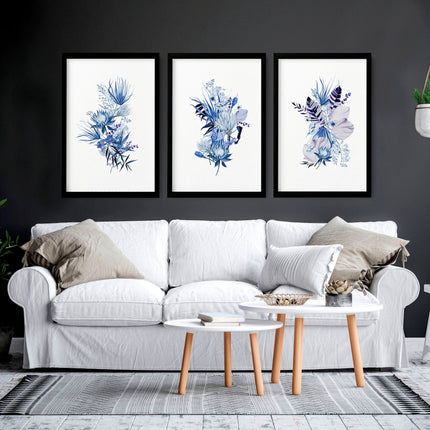 Botanical prints framed | set of 3 wall art prints