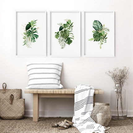 Framed Botanical Prints Set of 3 | Tropical Wall Art