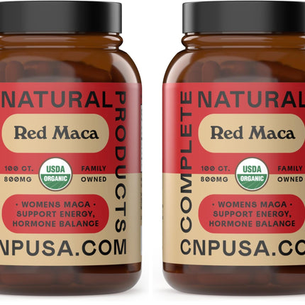 Complete Natural Products Organic Red Maca Root Capsules - 800mg Gelatinized, 2-Pack