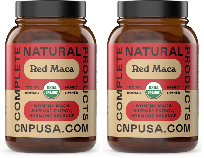 Complete Natural Products Organic Red Maca Root Capsules - 800mg Gelatinized, 2-Pack