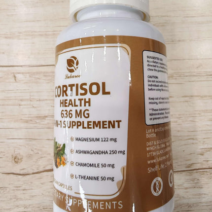 Lukaree 10-in-1 Cortisol Supplements – KSM-66 Ashwagandha + L-Theanine, 120 Caps (2 Pack)