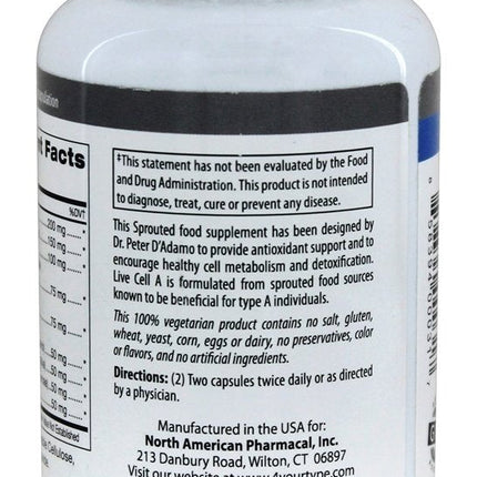 D'Adamo Personalized Nutrition - Live Cell A 90 vcaps | Sprouted Nutrition for Type A