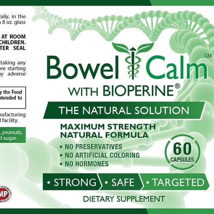 Bowel Calm: Ginger, Turmeric, Boswellia, BioPerine - One Month Supply - Non-GMO