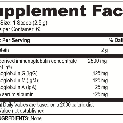Brain Basics Ultra Pure IgG Supplement – Dairy-Free IgG-Immunolin Powder, 150g, 60 Servings