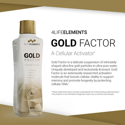 4LifeElements Gold Factor – Ultra-Fine Gold Cellular Activator (32 oz)