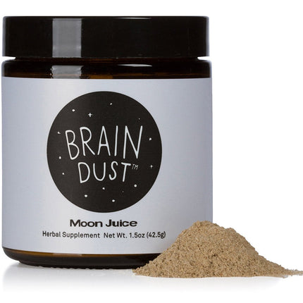 Moon Juice Brain Dust - Adaptogenic Mushroom Support for Focus, Memory & Clarity | Lion’s Mane, Ginkgo Biloba & Ashwagandha - Caffeine-Free, Vegan - 1.5 oz