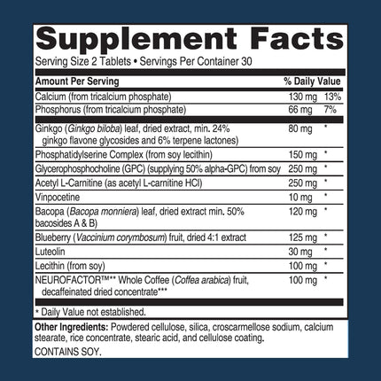 Advanced Memory Formula | Brain Booster Supplement by Advanced Bionutritionals | 60 Tablets