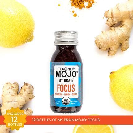 TEAONIC My Brain Mojo Focus Wellness Shots – Vegan, Gluten-Free, Non-GMO (12 x 2 fl oz)