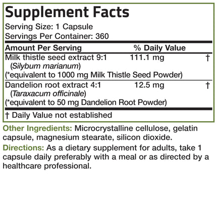 Bronson Milk Thistle Silymarin Marianum & Dandelion Root – Liver Health, Antioxidant Support, Detox | 360 Capsules
