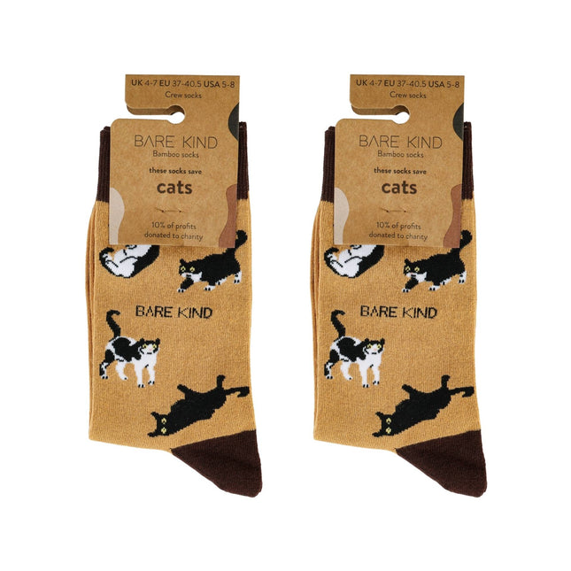 Brown Cat Pet Pair Bamboo Sock Set