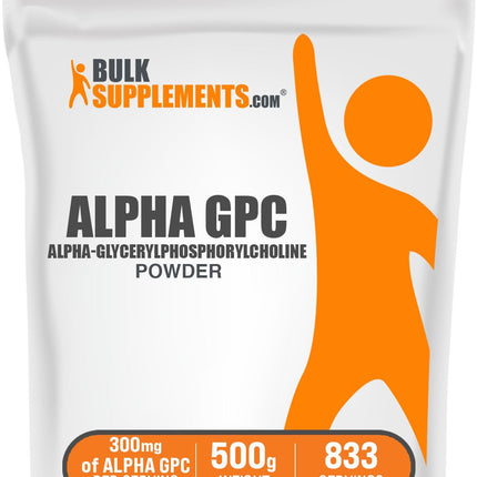 BulkSupplements.com Alpha GPC Powder – Choline Supplement | 300mg Alpha GPC, 600mg per Serving, Unflavored & Gluten Free, 500g