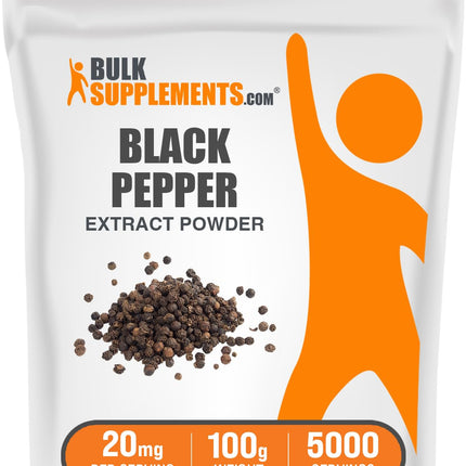 BulkSupplements Black Pepper Extract Powder – Piperine 20 mg/Serving, Vegan & Gluten Free, 100 g (3.5 oz) Pack of 1