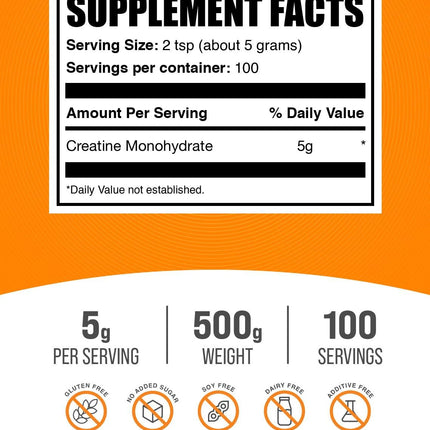 BulkSupplements Creatine Monohydrate Powder – Micronized, Unflavored, 500g