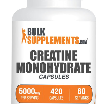 BulkSupplements Creatine Monohydrate Capsules – Micronized, 5000mg per Serving | Gluten Free | 420 Count