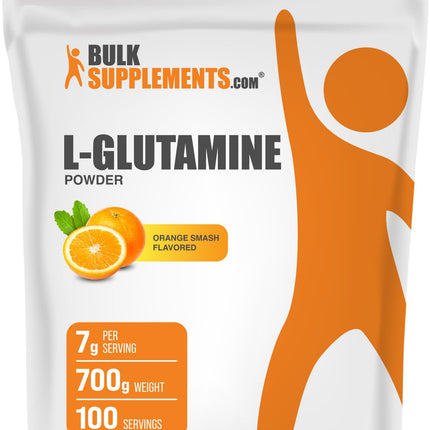 BulkSupplements L-Glutamine Powder Orange Smash – 7g Serving, 700g (1.5 lb)