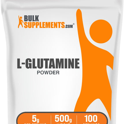 BulkSupplements L-Glutamine Powder – 5g Per Serving, 500g, Unflavored & Gluten Free