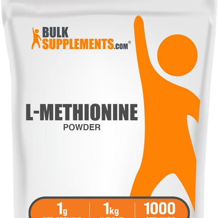 BulkSupplements.com L-Methionine Powder – Gluten Free, 1kg (2.2 lbs) | Amino Acids Supplement, 1g per Serving, Pack of 1