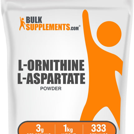 BulkSupplements L-Ornithine L-Aspartate Powder – 3 g Serving, 1 kg, Gluten Free