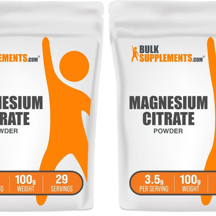 BulkSupplements Magnesium Citrate Powder 400mg | Gluten Free, Easy Absorption (100g x2)