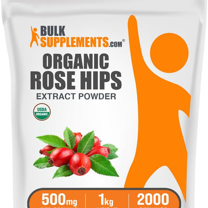 BulkSupplements Organic Rosehip Extract Powder – Gluten Free Rosehip Powder, 500mg/Serving, 1kg
