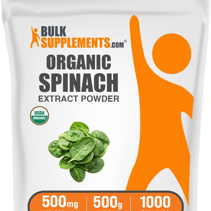 BulkSupplements Organic Spinach Extract Powder – Spinach Powder, Gluten Free, 500mg/Serving, 500g (Pack of 1)