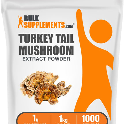 BulkSupplements Turkey Tail Mushroom Extract Powder – Coriolus Versicolor, Vegan & Gluten Free, 1kg