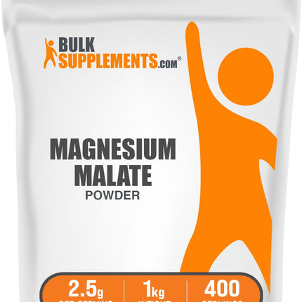 BulkSupplements Magnesium Malate Powder 1kg – Unflavored, Gluten Free, High Bioavailability