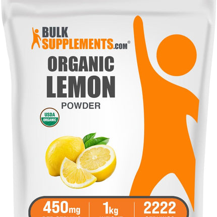 BulkSupplements.com Organic Lemon Powder - Natural Vitamin C Source, Fruit Powder, Lemon Flavoring - Gluten Free, 450mg per Serving, 1kg (2.2 lbs) (Pack of 1)