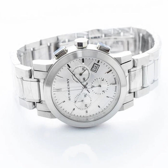 Burberry BU9750 The City Unisex Silver Chronograph Watch