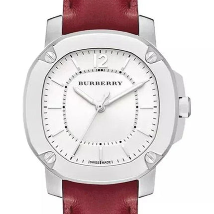 Burberry Brit The Britain White Dial Red Leather Strap Watch for Women - BBY1705