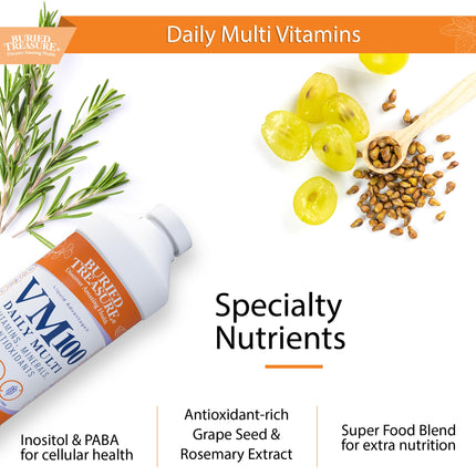 Buried Treasure VM100 Liquid Vitamins & Minerals with Antioxidants – 32 oz (32 Servings)