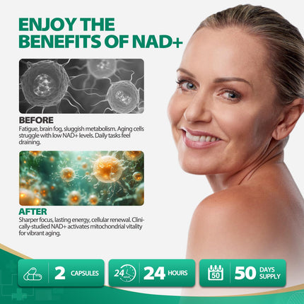 BURMINY NAD Supplement | Liposomal Nicotinamide Riboside 900mg with Resveratrol & Quercetin – 2 Pcs