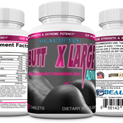 BEAUTIFYEM Butt X-Large Advance Butt Enlargement, Booty Enhancement. Butt Enhancer Pills. Fast Curved Bigger Glutes. 90 Tablets (Not a Butt Cream)