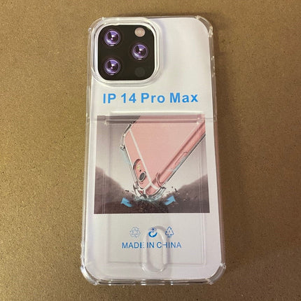 Soft TPU Clear Case With Card Slot - For iPhone 14 Pro Max