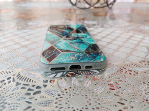 Marble Geometric TPU Blue Case - For iPhone 11 Pro