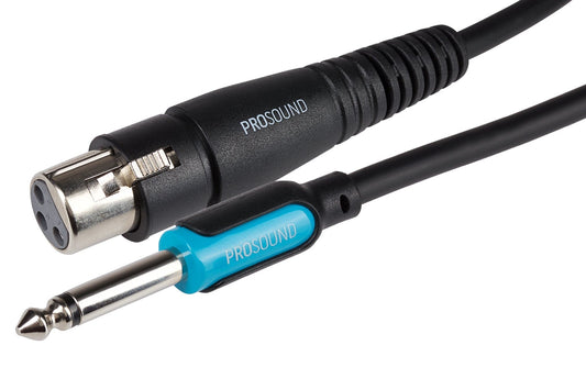 ProSound XLR Female Connector to 1/4" 6.35mm 2 Pole Jack Plug Cable - Black, 3m