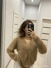 Loose V-neck Mink-like Top Soft And Thickened