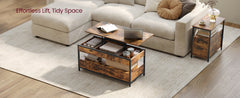 VASAGLE Lift Top Coffee Table, Living Room Table, with Storage Drawers, Hidden Compartments, and Open Shelf