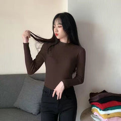 Autumn And Winter New Half Turtleneck Slim Fit Long Sleeve Inner Wear Knitwear For Women