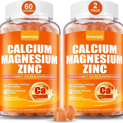 Calcium 1200 mg Gummies with Vitamin D3 – Calcium Citrate, K2 & Ashwagandha