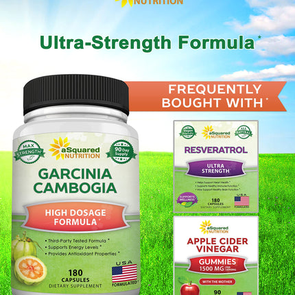 aSquared Garcinia Cambogia 1600mg – 180 Capsules | Ultra HCA