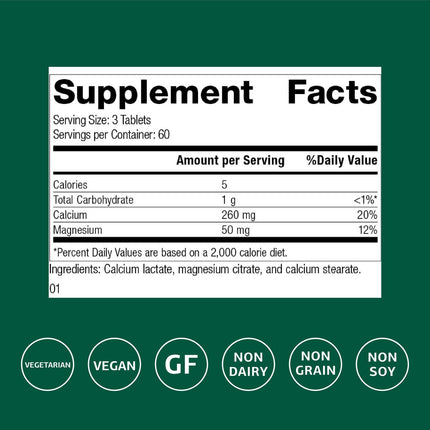 Standard Process Calcium Lactate – Bone & Immune Health (180 Tablets) | Vegan, Gluten-Free