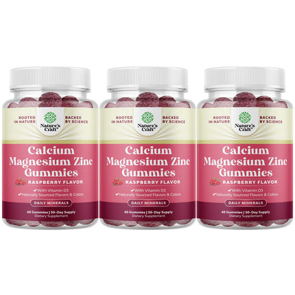 Calcium Magnesium Zinc Gummies with Vitamin D3 – Kosher Non-GMO Gelatin-Free (3 Month Supply)