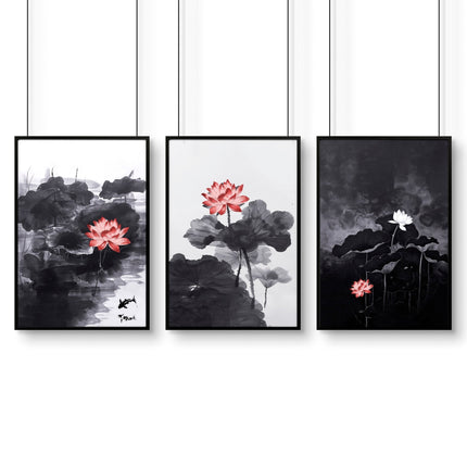 Calming Art | Set of 3 Asian Inspired Wall art Prints