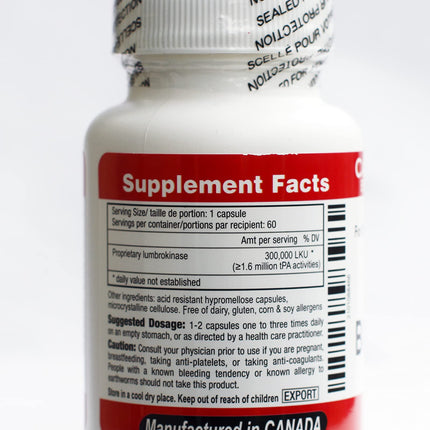 Canada RNA Boluoke 60 Capsules (Pack of 2) – Lumbrokinase Enzyme Supplement