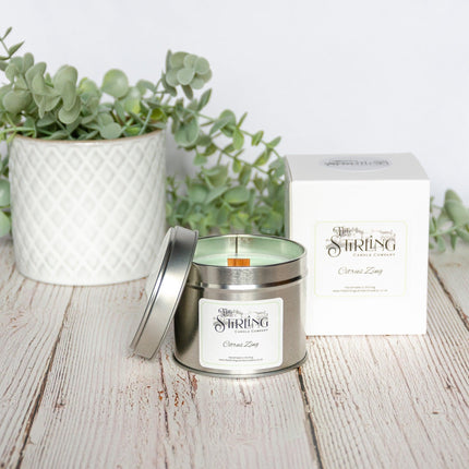 Citrus Zing - Travel Tin Candle - Wooden Wick
