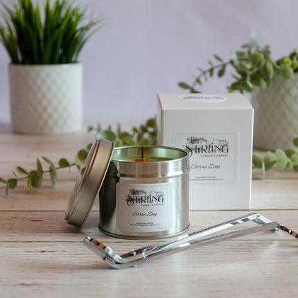 Citrus Zing - Travel Tin Candle - Wooden Wick