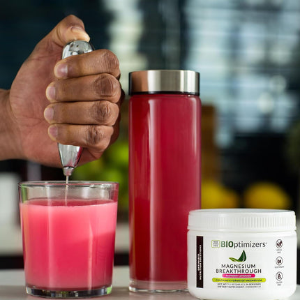 BIOptimizers Magnesium Breakthrough Drink – 8 Magnesium Forms, Electrolytes & Sleep | Raspberry Lemon