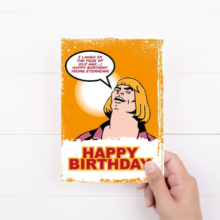 He-Man Birthday Card | Retro Birthday Card | Master of the Universe | Orange